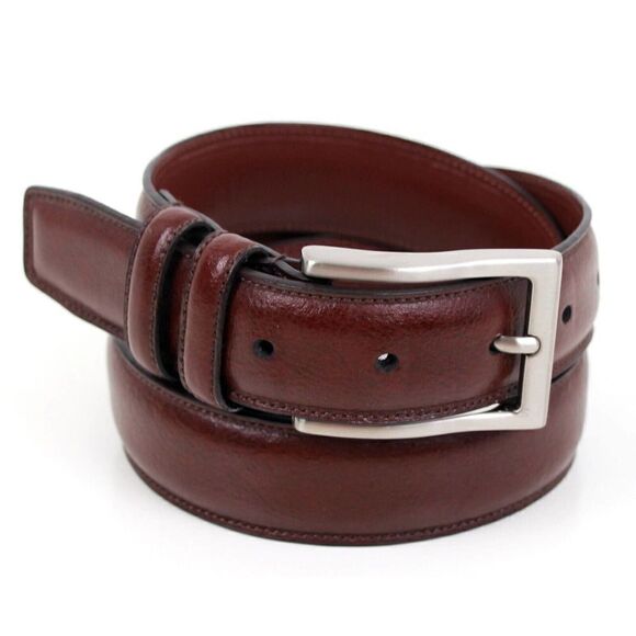 Classic BROWN GENUINE LEATHER 1.25"Wd STITCHED DRESS MEN'S BELT Sz 36-38 (A57 - Picture 6 of 13